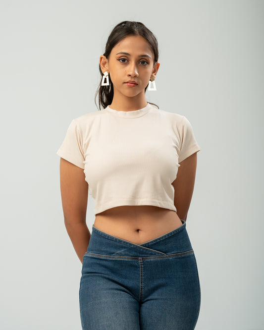 Vanilla Haze Ribbed Crop Top