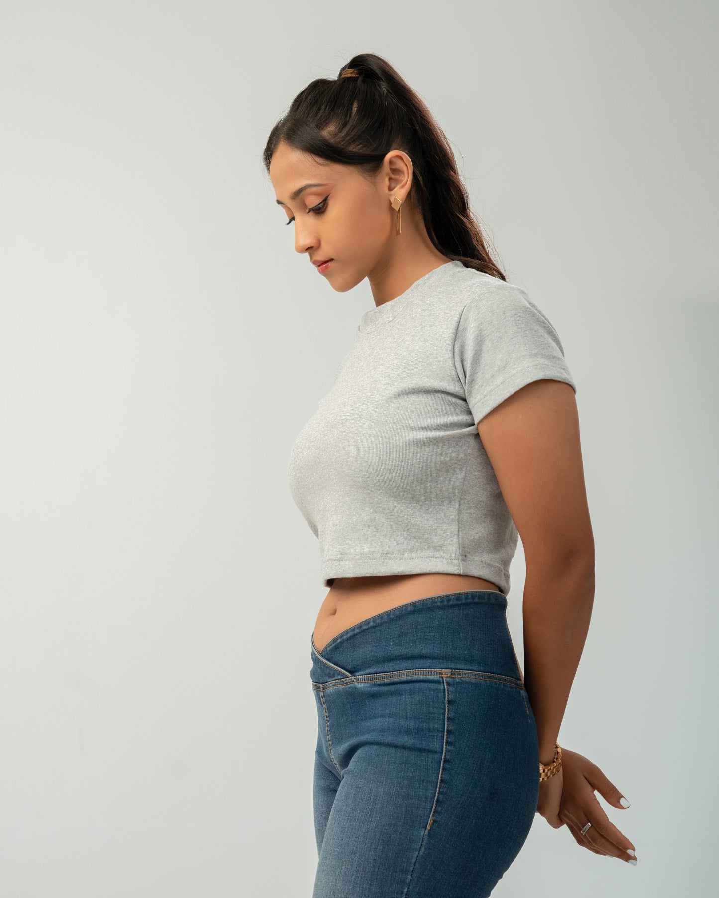 Stone Mist Ribbed Crop Top