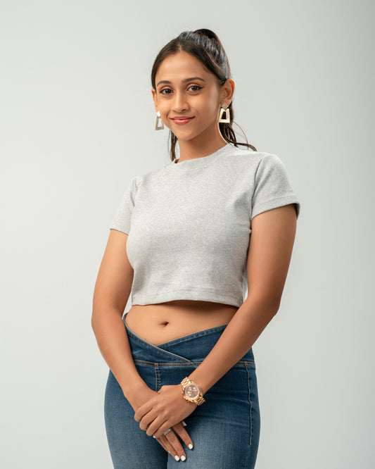 Stone Mist Ribbed Crop Top