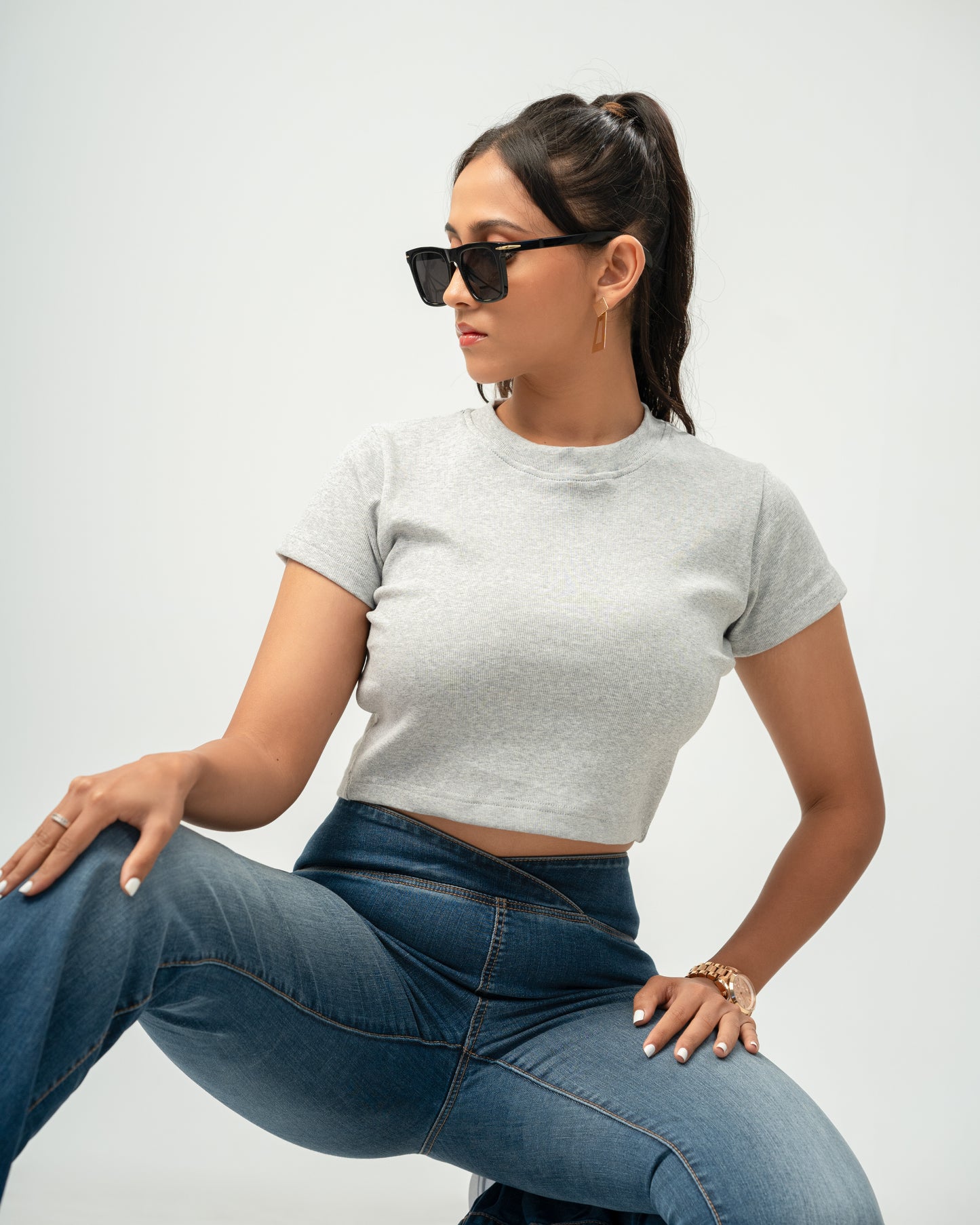 Stone Mist Ribbed Crop Top