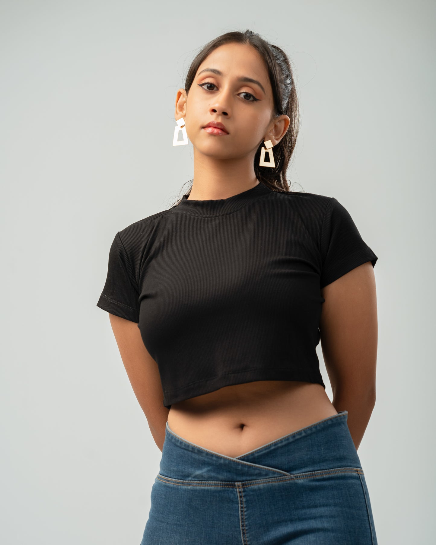 Midnight Noir Ribbed Crop Top