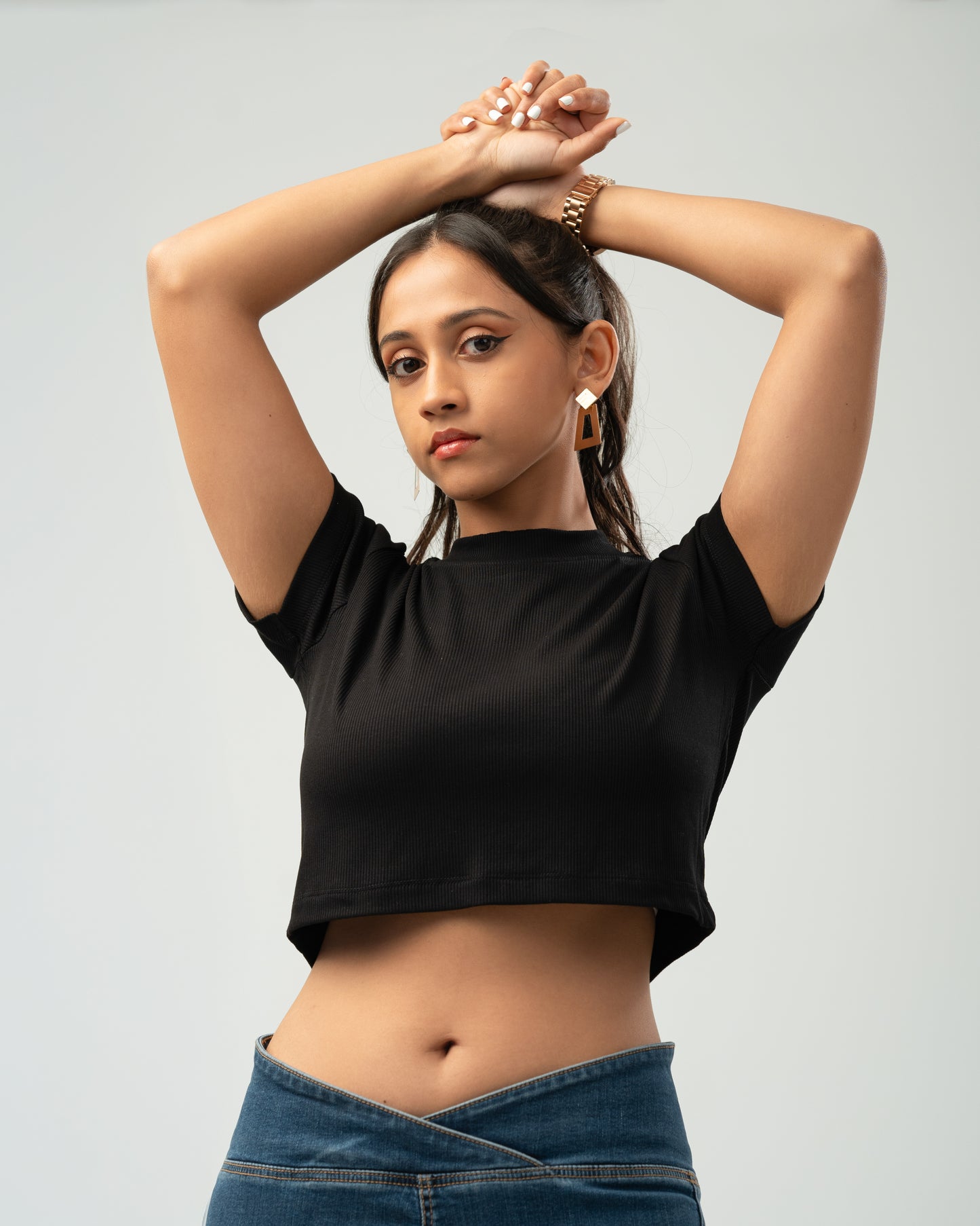 Midnight Noir Ribbed Crop Top