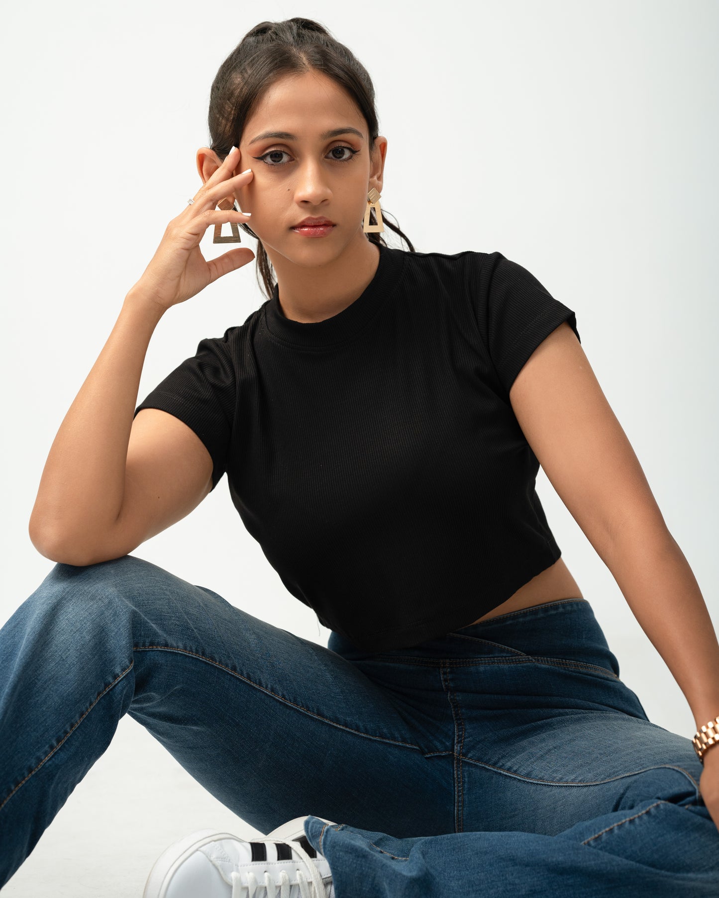 Midnight Noir Ribbed Crop Top
