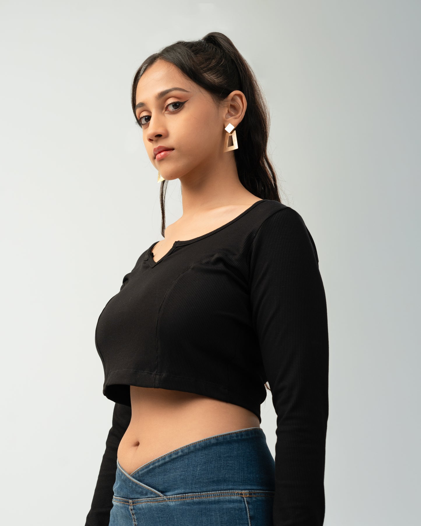 Noir Flame Notch Crop Top