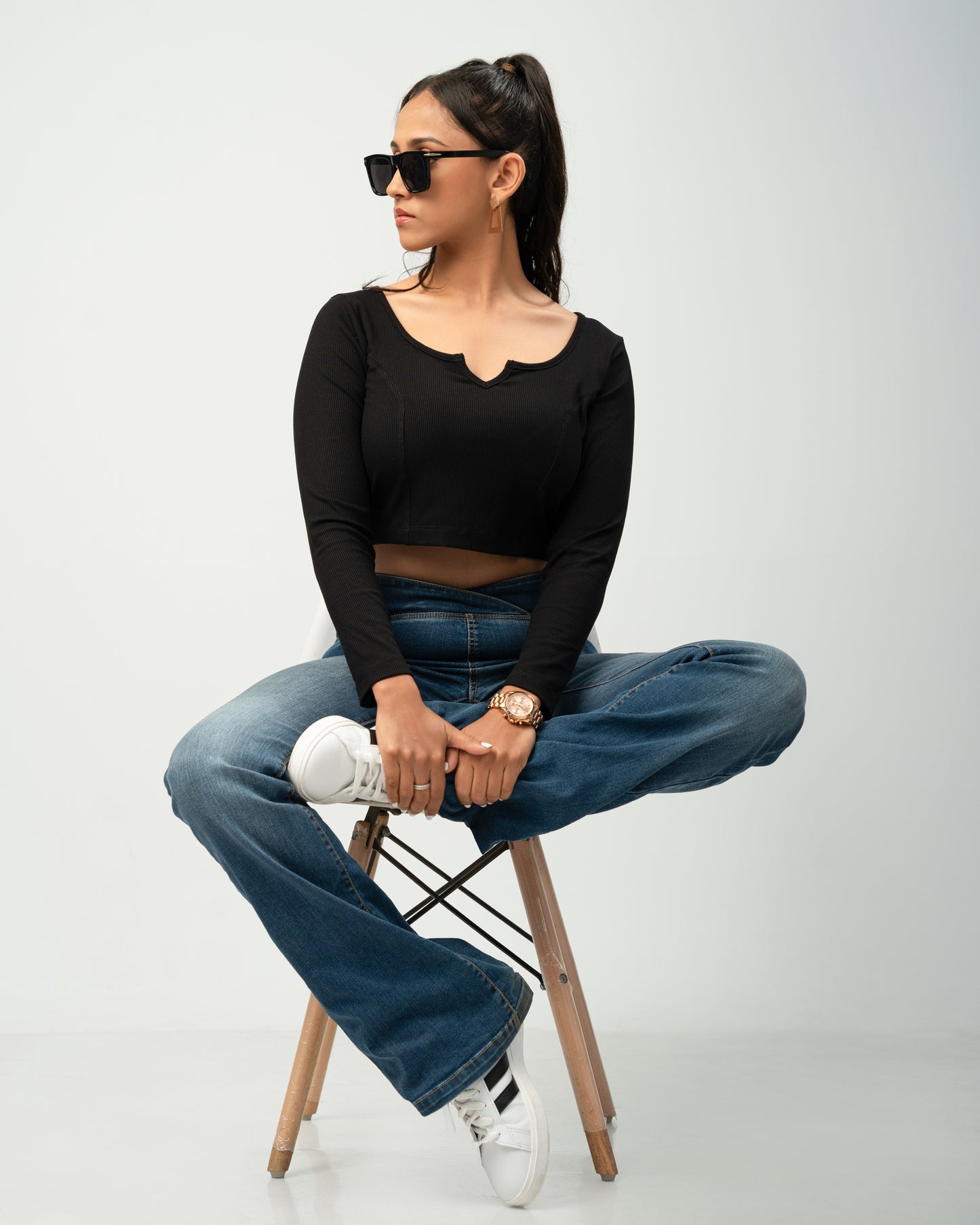 Noir Flame Notch Crop Top