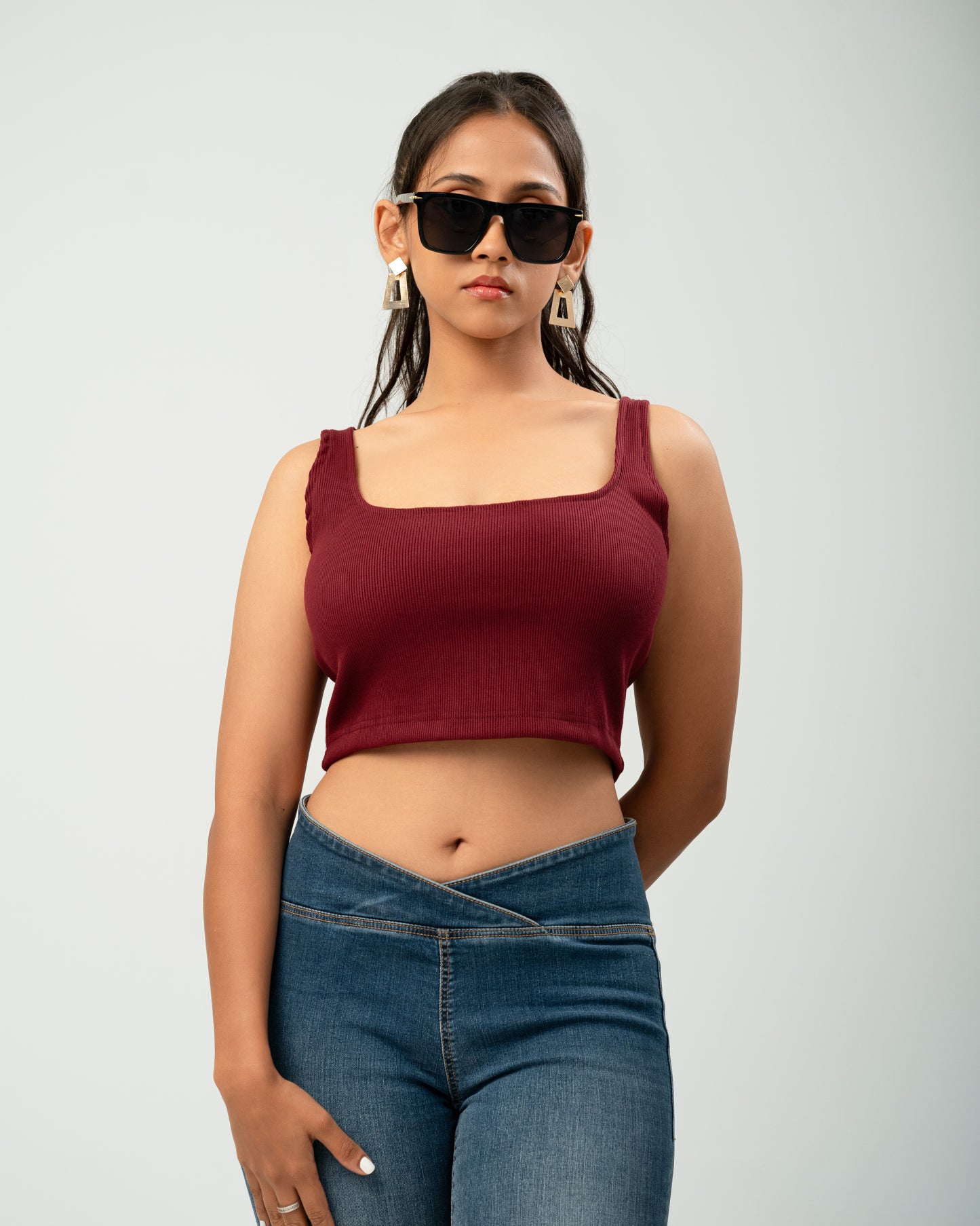 Crimson Luxe Ribbed Tank Top