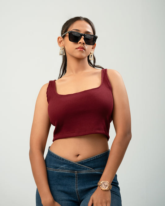 Crimson Luxe Ribbed Tank Top